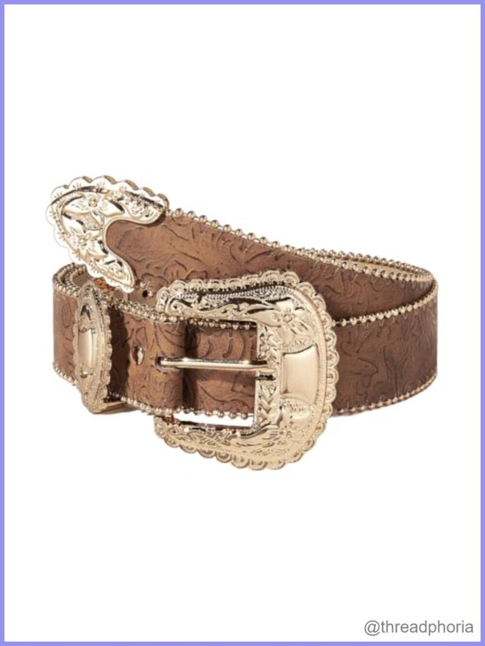 Western Cowgirl Belt Floral Vintage Double Prong Buckle